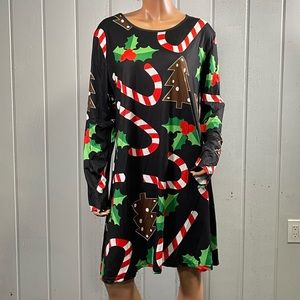 * For G & PL Women's Holiday Candy Cane Pattern Long Sleeve Tunic Dress Sz…